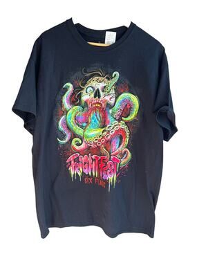 Six Flags Octopus Skull Men's Tee Shirt Black Size XL NEW with Tags